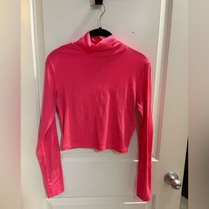 3/$15 Divided Bright Pink Ribbed Turtleneck Long Sleeve Top